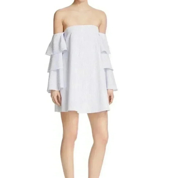 DO+BE Bloomingdale's Striped Off-the-Shoulder Draped Dress M - Picture 1 of 7